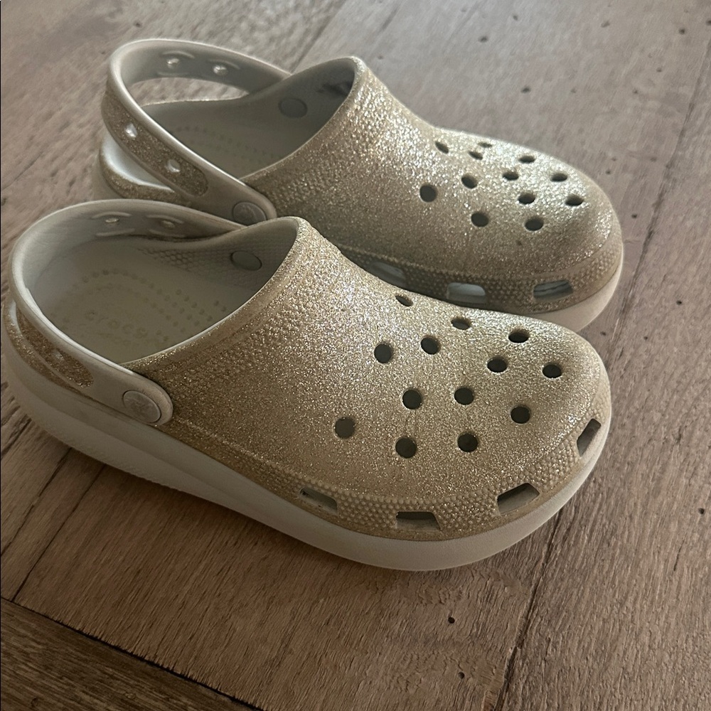 Girls Platform Glitter Crocs